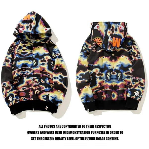 A Bathing Ape Shark Hoodie Multicolor Print Hoodie - 1