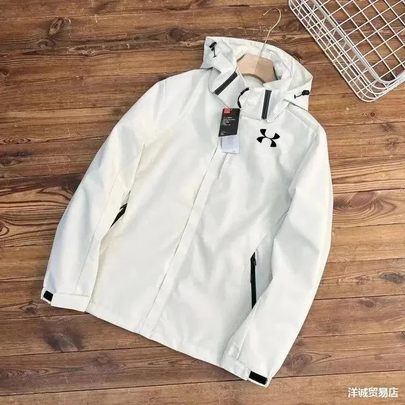 Under Armour Storm White Gray Navy Black Hooded Outdoor Jacket