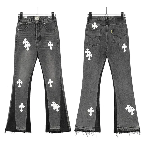 Gallery Dept Cross-Print Flared Jeans Gray - 1