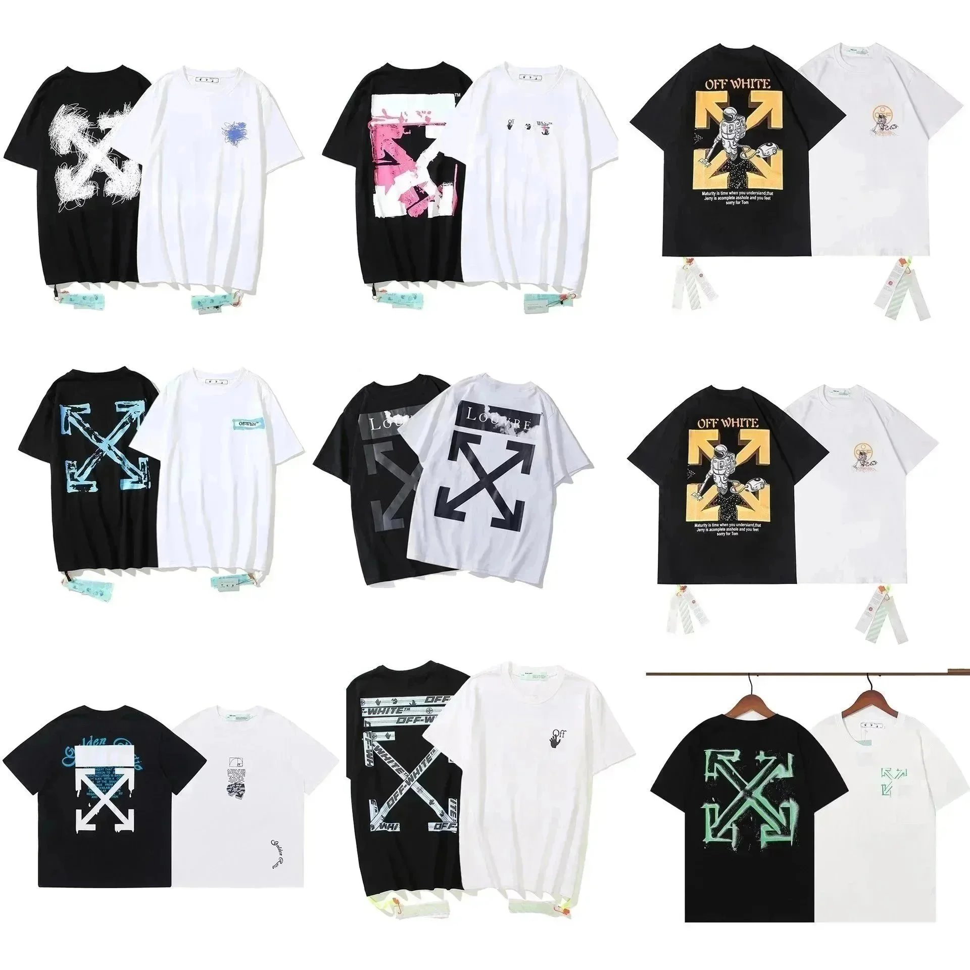 Streetwear brand OFFWHITE short-sleeved graffiti arrow logo OW summer t-shirt--t-shirt