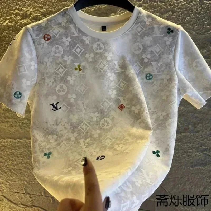 Louis Vuitton Monogram Black Velvet Embellished T-Shirt