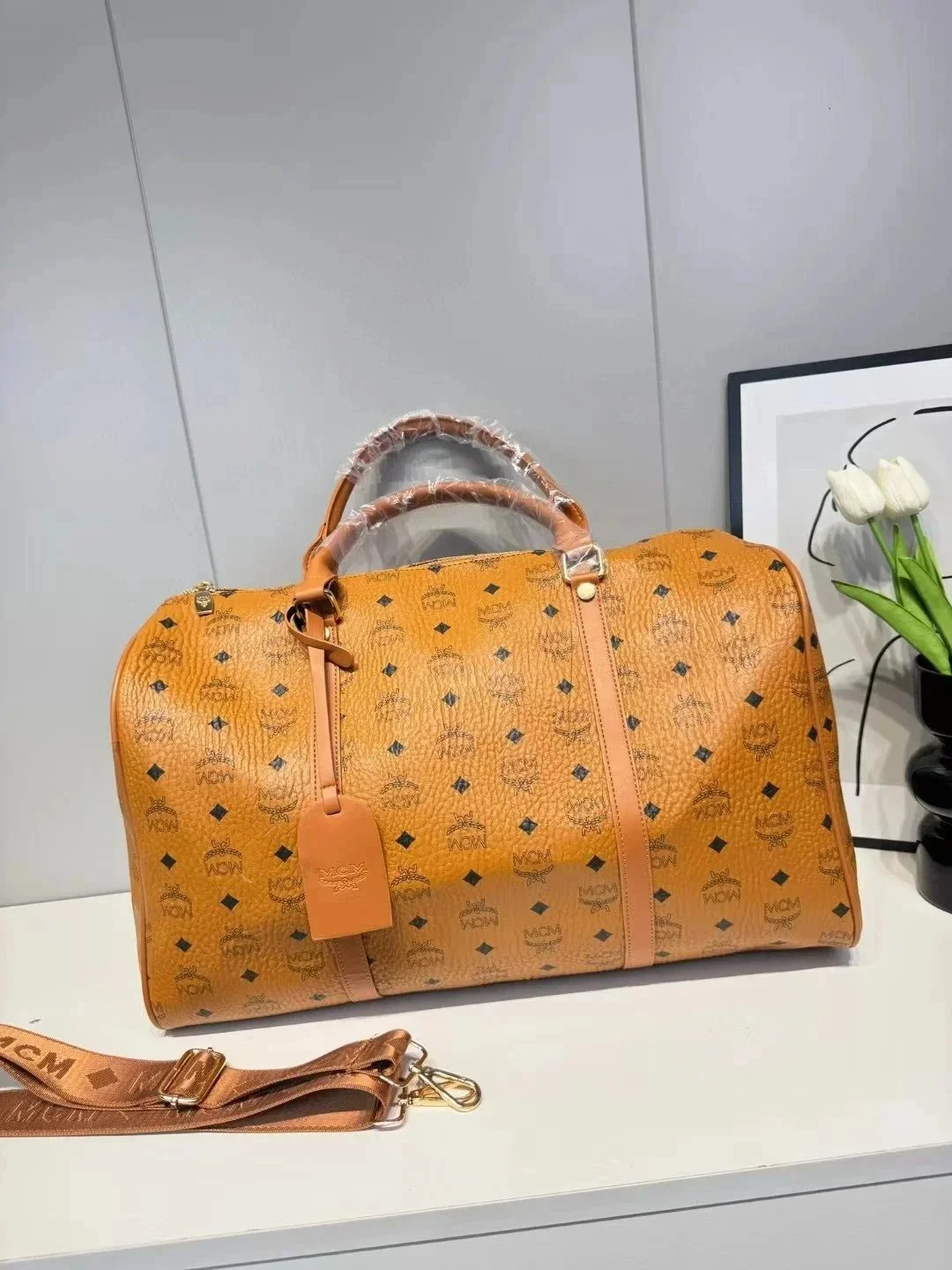 MCM Cognac Travel Ba