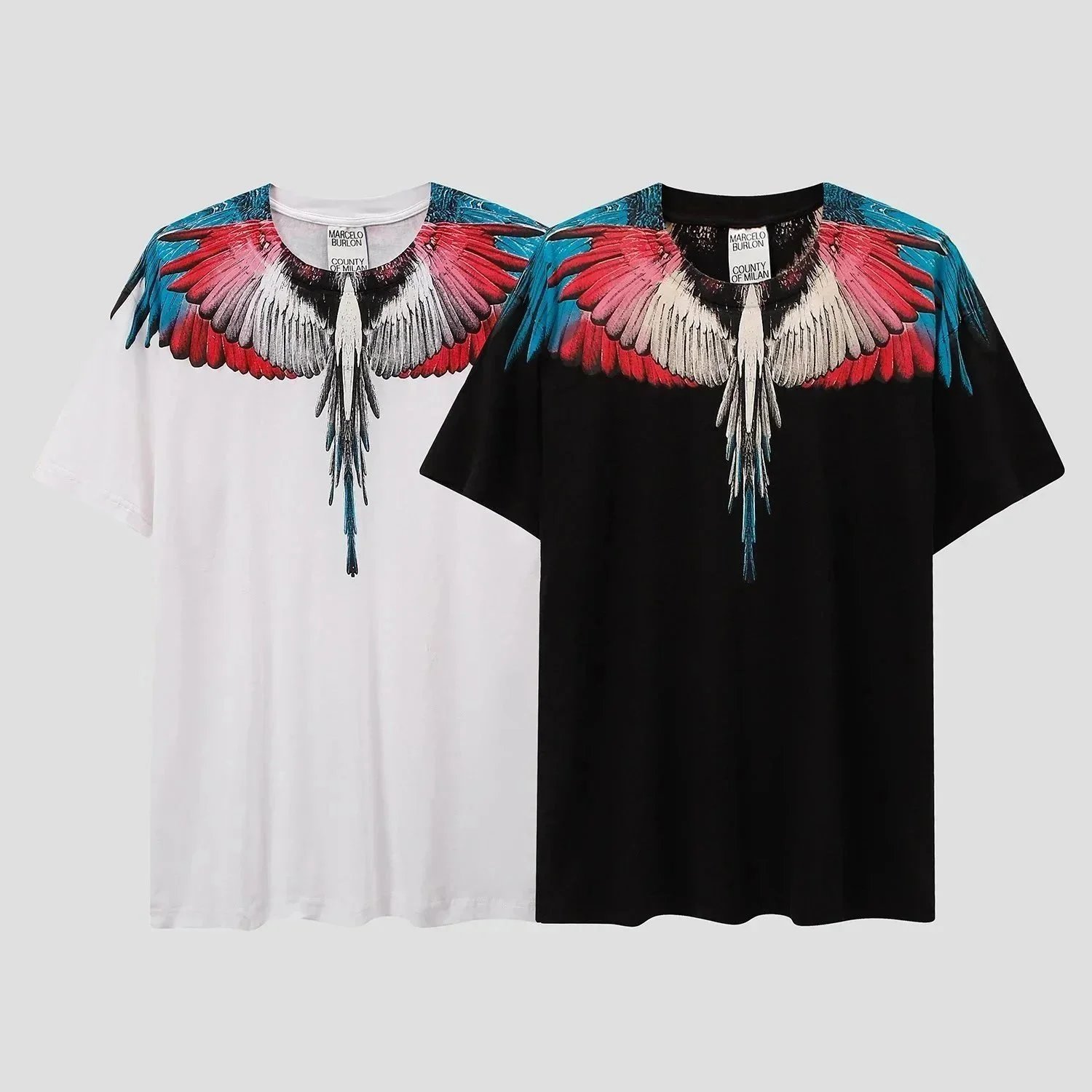 Marcelo Burlon County Of Milan Wing Print White Black Graphic T-Shirt