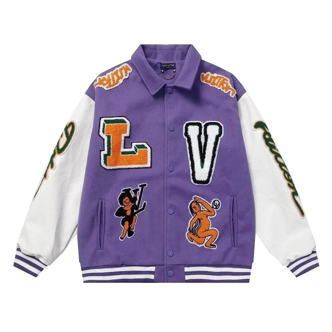 Louis Vuitton Virgil Multi Patch Leather Varsity Jacket