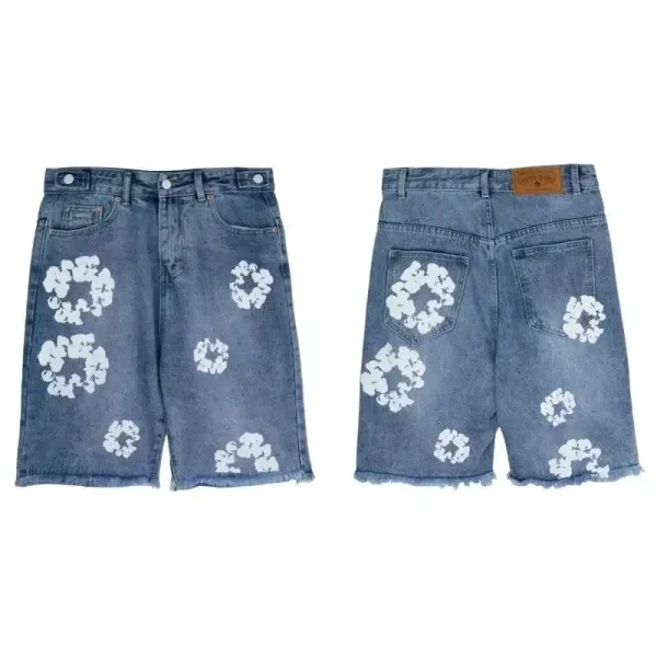 Design Floral Camo Print Drawstring Waist Shorts - 7