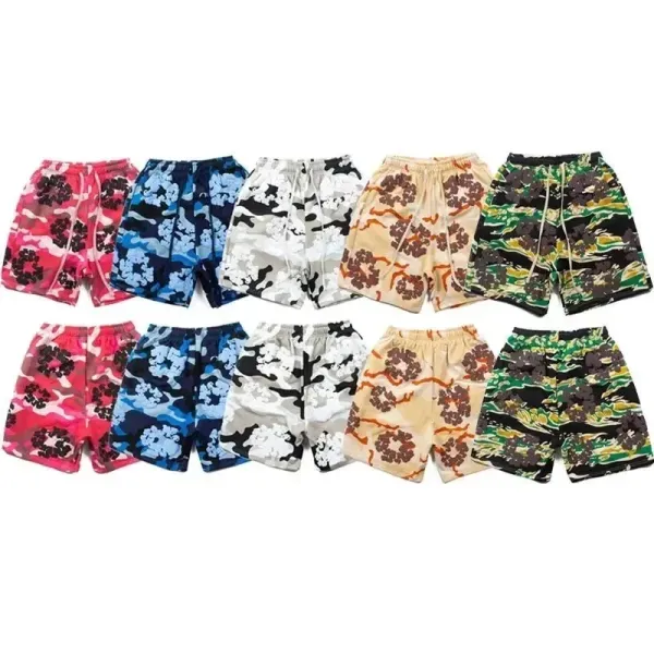 Design Floral Camo Print Drawstring Waist Shorts - 3