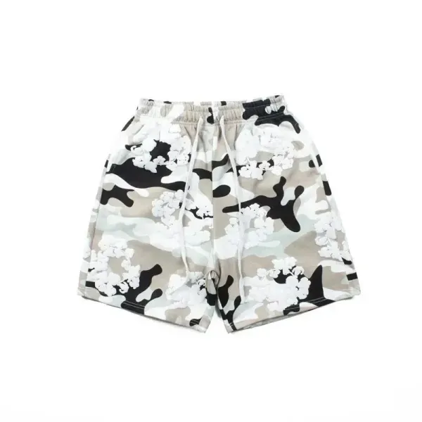 Design Floral Camo Print Drawstring Waist Shorts - 9
