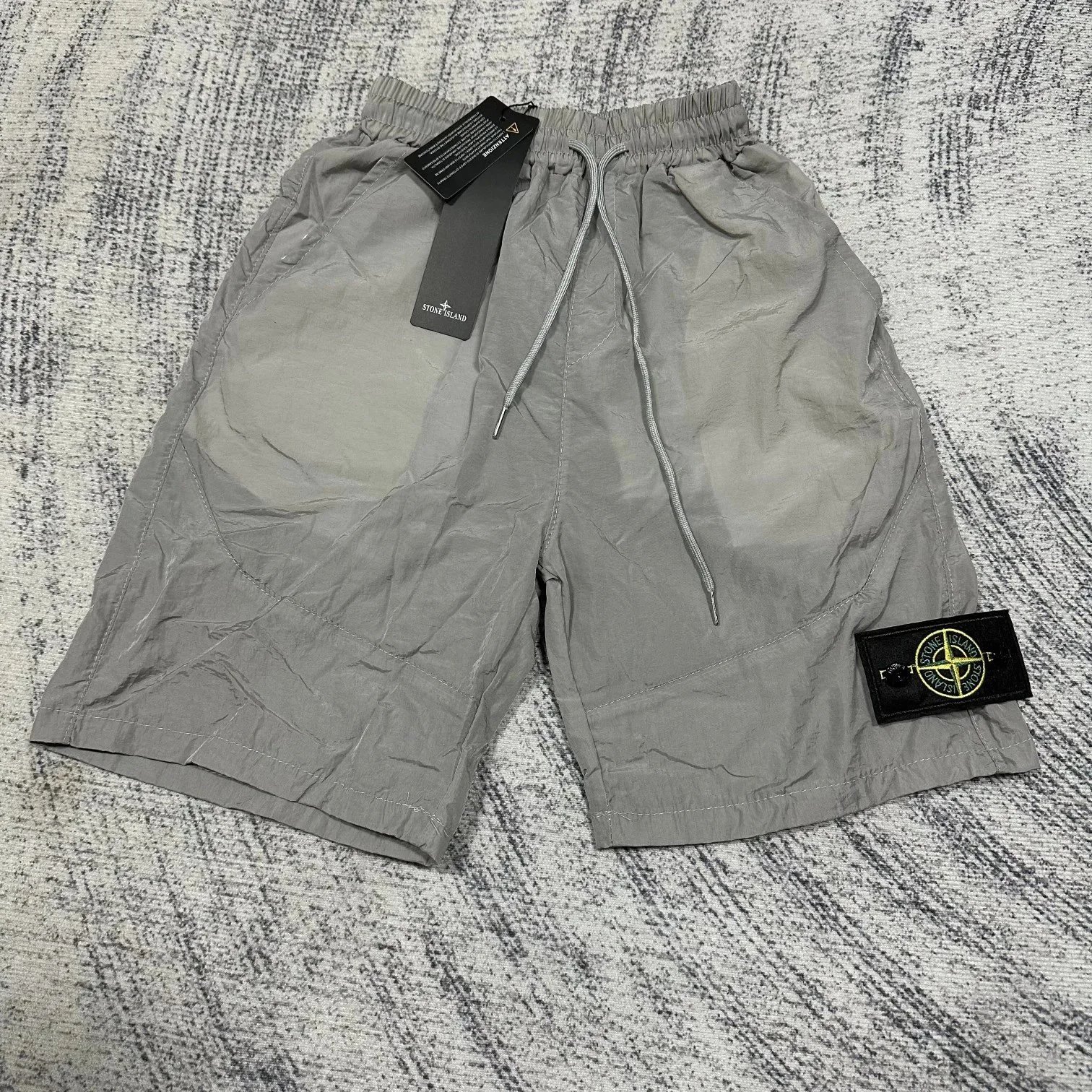 Stone Island Tie Dye Navy T-Shirt Gray Cargo Shorts Black Jogger Pants