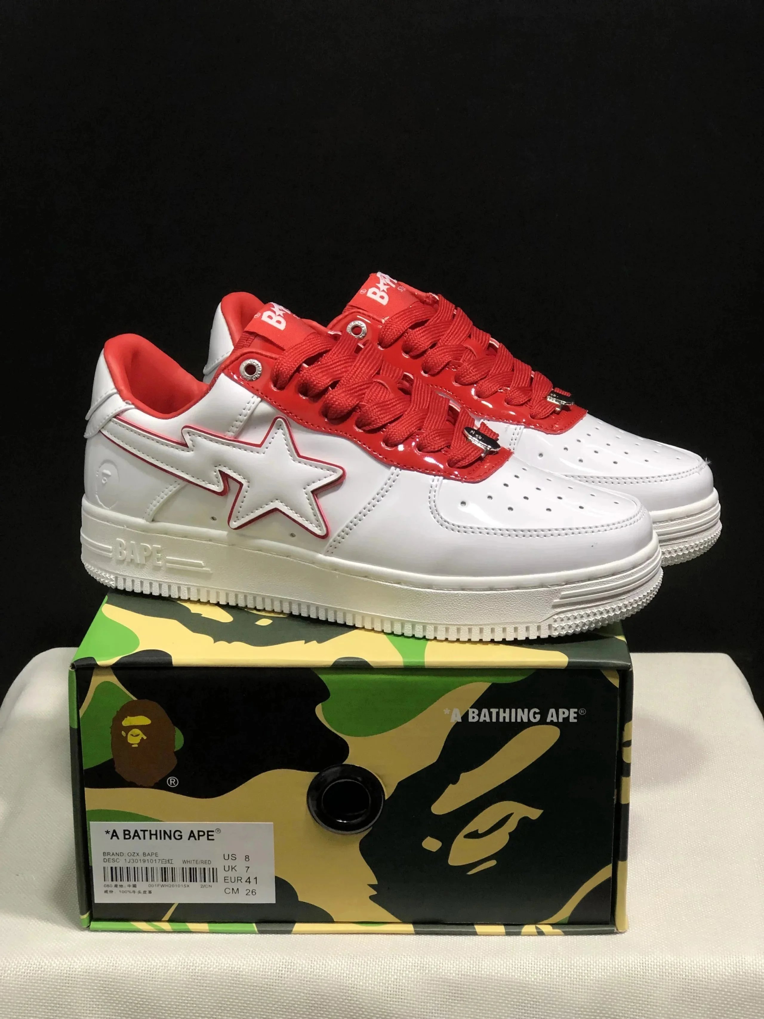 BAPE x A BATHING APE White Red Sneakers