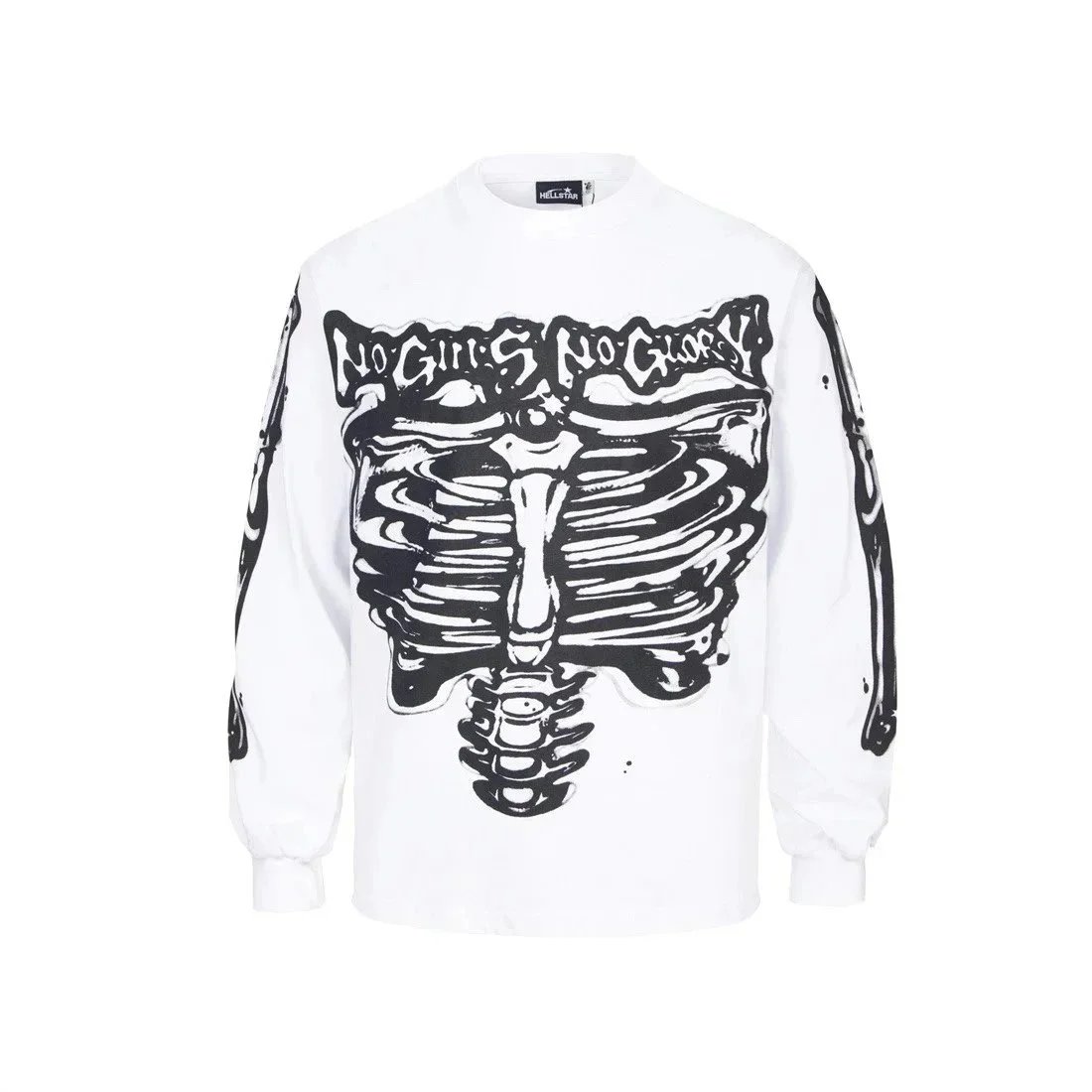 Unisex White No Guts No Glory Skeleton Sweatshirt