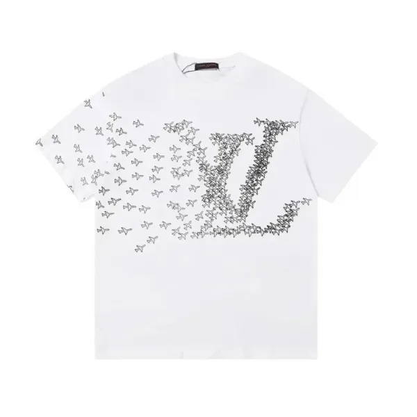 Louis Vuitton Airplane Motif LV Monogram White T-Shirt - 1