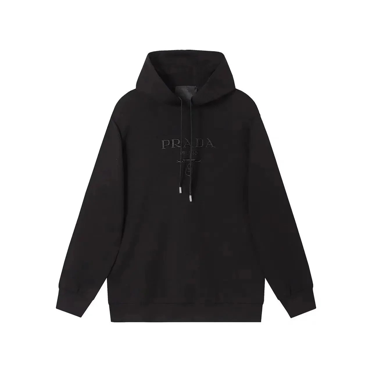 Prada Men's Embroidered Tech Fleece Sweatshirt--Hoodies