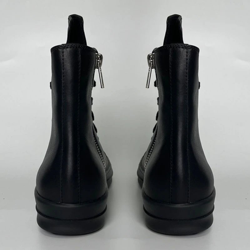 Rick Owens Ramones Black Leather High Top Sneakers