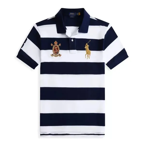 Polo Ralph Lauren Striped Polo Navy and White Polo Tops Polo - 1