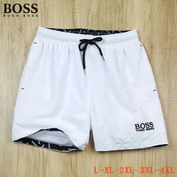 Hugo Boss Logo-Embroidered White Swim Shorts Swimwear - 1