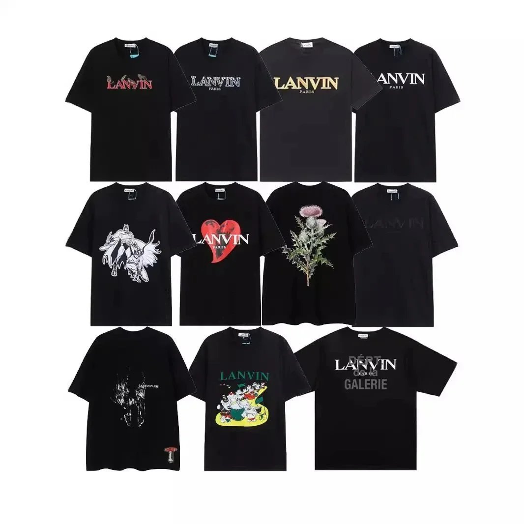 LANVIN/Lanvin Welfare Continuous "Leopard" Print Unisex Embroidered T-Shirt --T-Shirt