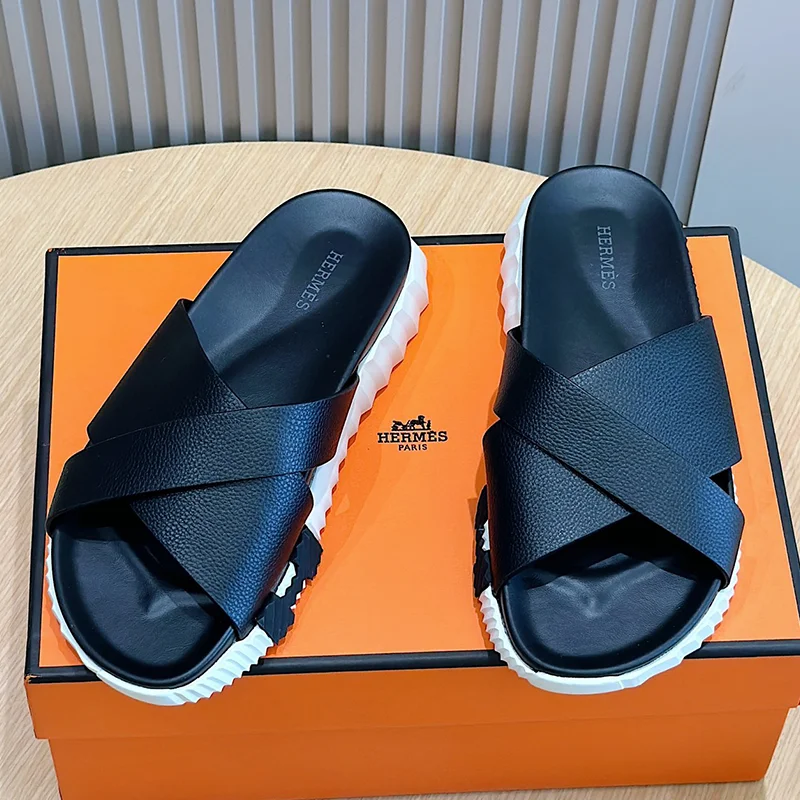 Hermès Black Slides