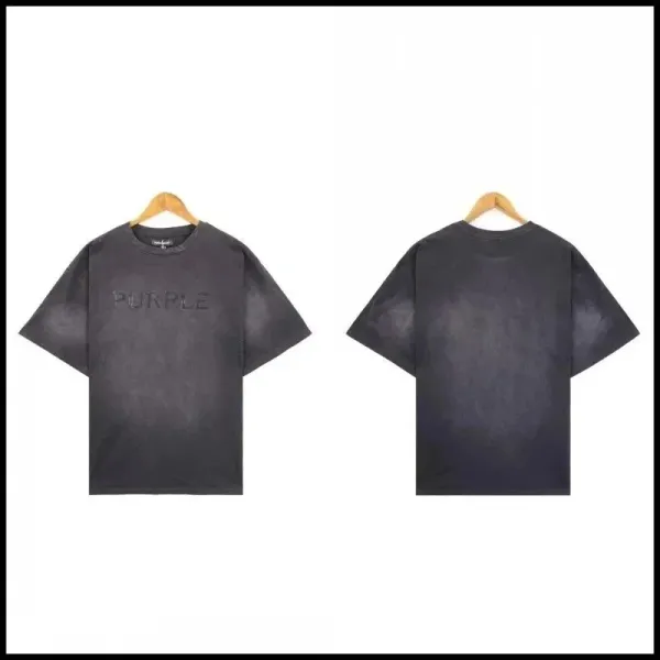 Purple Brand Purple Embossed T-Shirt Black - 1