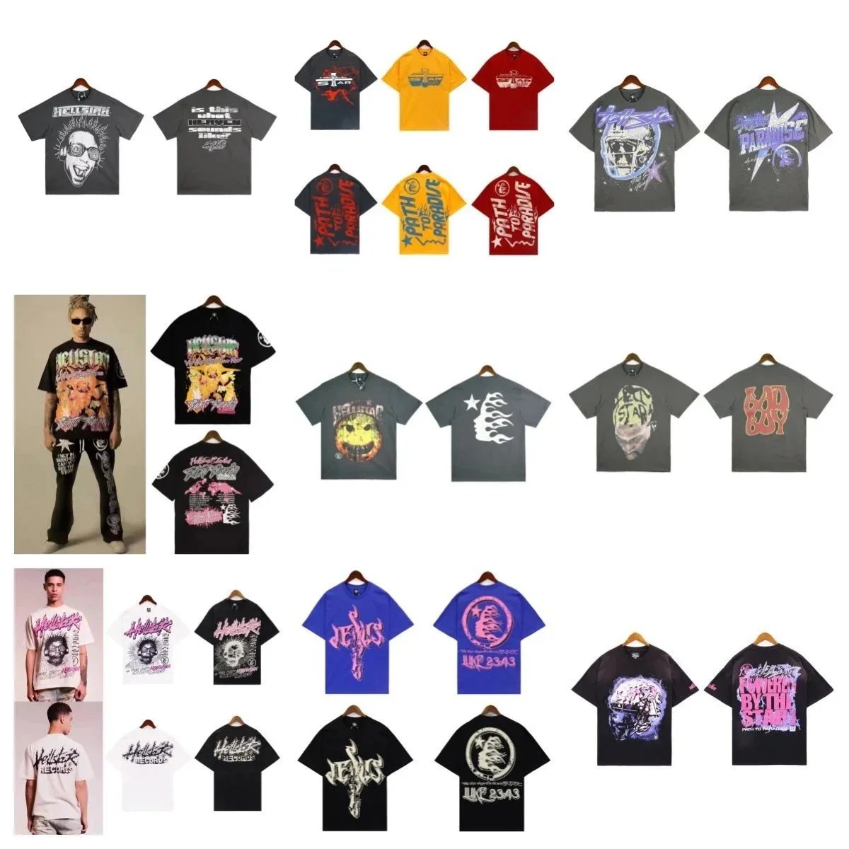 Hellstar Vintage American niche hip-hop distressed youth T-shirt    T-shirt 
