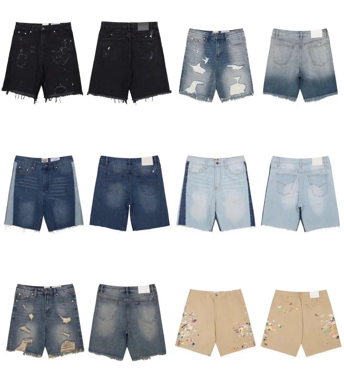 Gallery Dept American retro washed stitching summer jeans knife cut tassel casual pants