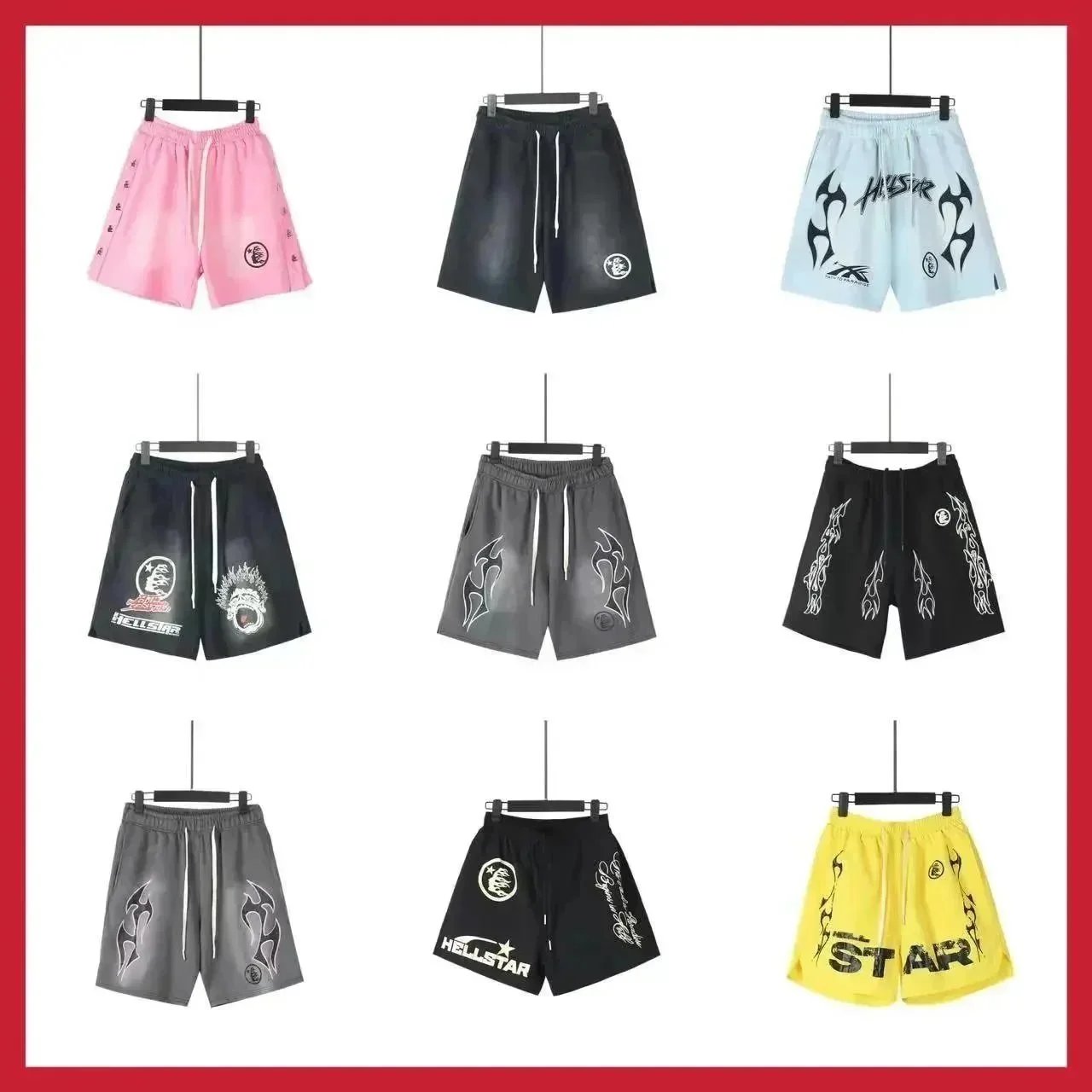 Hellstar Hellstar new American trendy washed distressed classic LOGO printed casual shorts