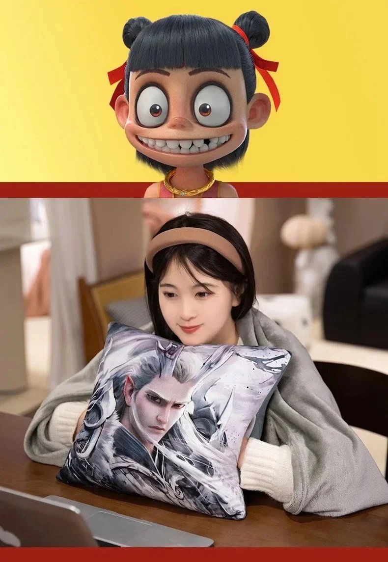 Design Nezha Character Pillow Multicolor Plush Cushion Accessories - 9