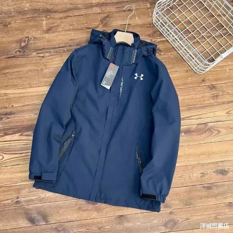 Under Armour Storm White Gray Navy Black Hooded Outdoor Jacket