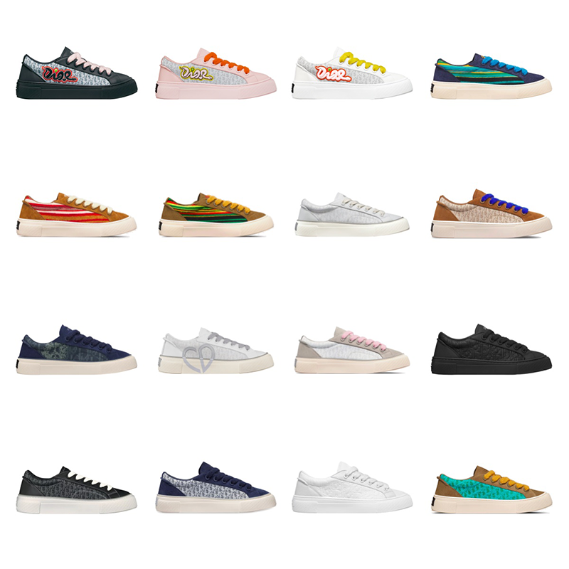Dior x Kaws - B33 Calfskin & Dior Oblique Canvas Navy Blue / Blue / White Low Top Sneakers (16 c