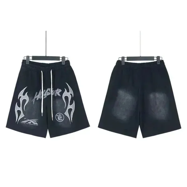 Design Path to Paradise Flame Print Shorts Black Shorts - 1