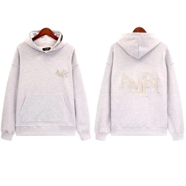 Amiri Logo Embroidered Light Blue Hoodie - 3