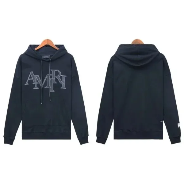 Amiri Logo Embroidered Light Blue Hoodie - 9