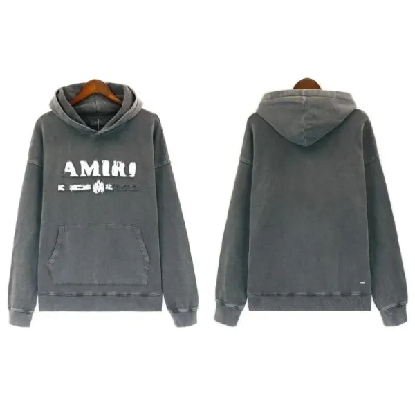 Amiri Logo Embroidered Light Blue Hoodie - 7