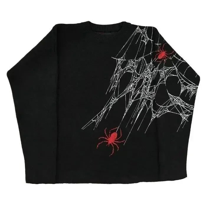 Black Spider Web and Red Spider Long Sleeve T-Shirt