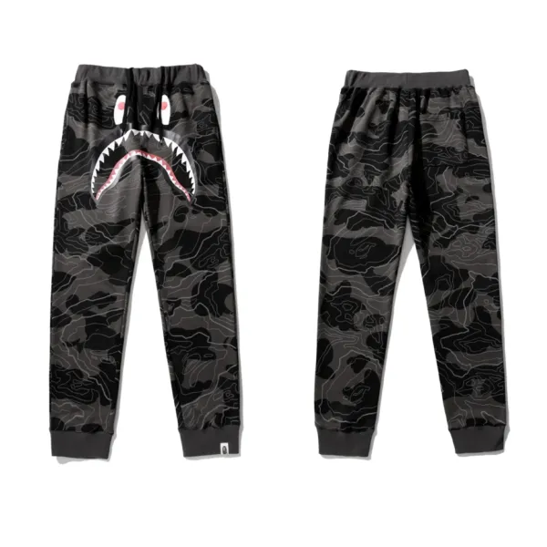 A Bathing Ape Shark Head Print Sweatpants Black / Gold - 11