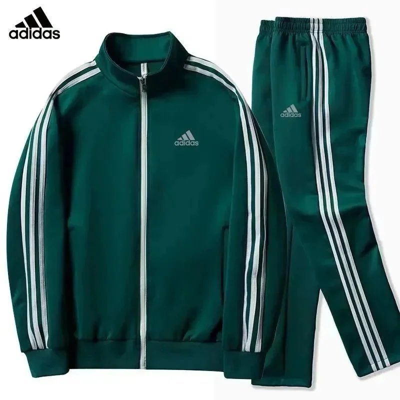 Adidas Track Jacket and Pants Set Green Sports Suit