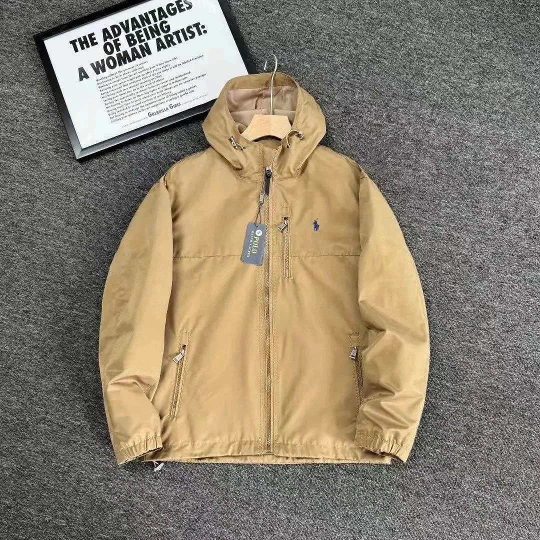 Polo Ralph Lauren Khaki Navy Black Hooded Windbreaker Jacket