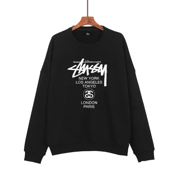 Stussy City Series Black Oversized Crewneck Sweatshirt Hoodie - 1