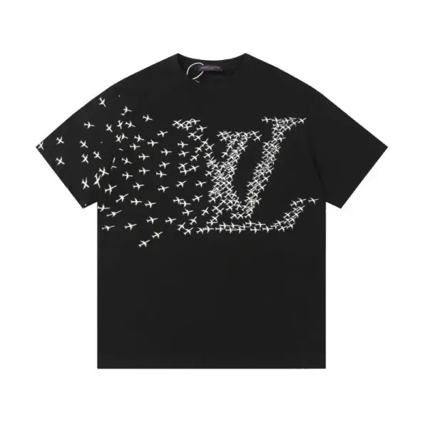 Louis Vuitton Airplane Motif LV Monogram T-Shirt Black - 1