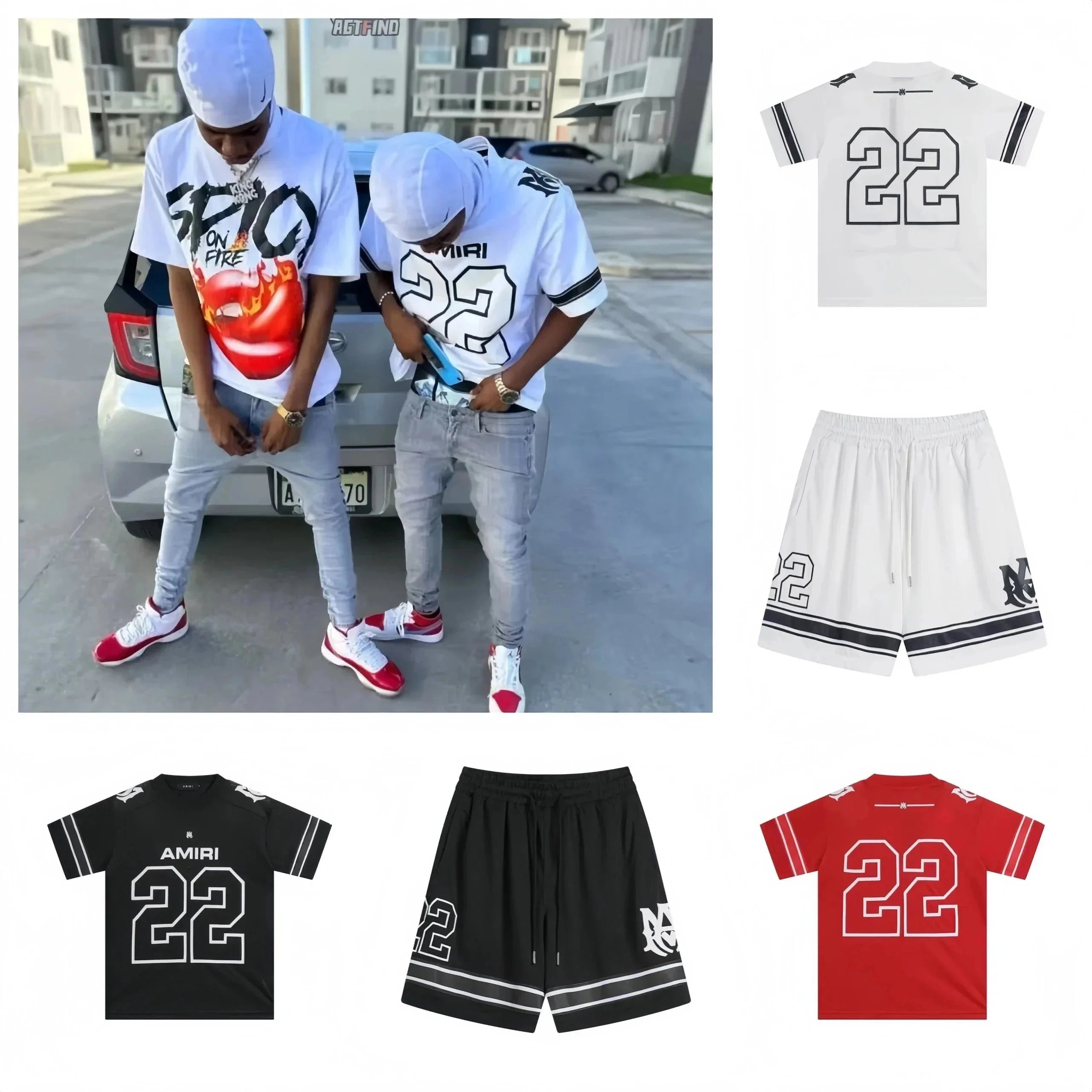 Amiri 22 Skating Style Short Sleeve Set --T-Shirt