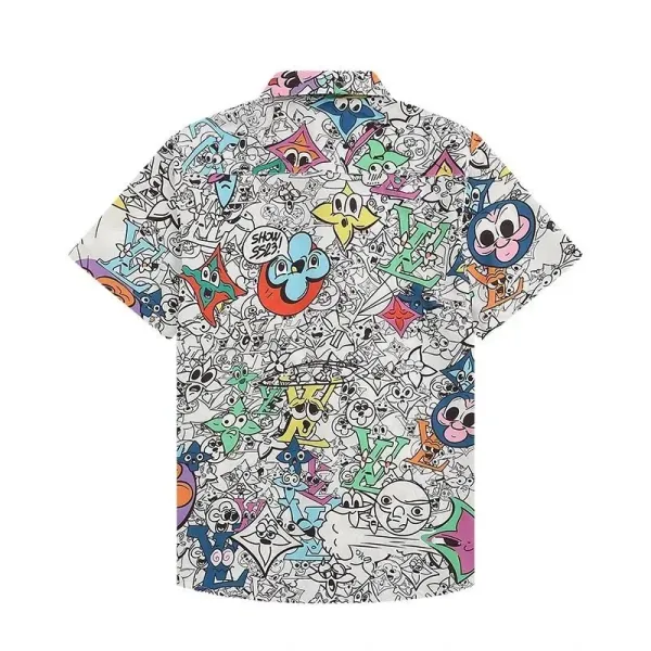 Design Floral Print Short-Sleeve Shirt and Shorts Set Black Multicolor - 3