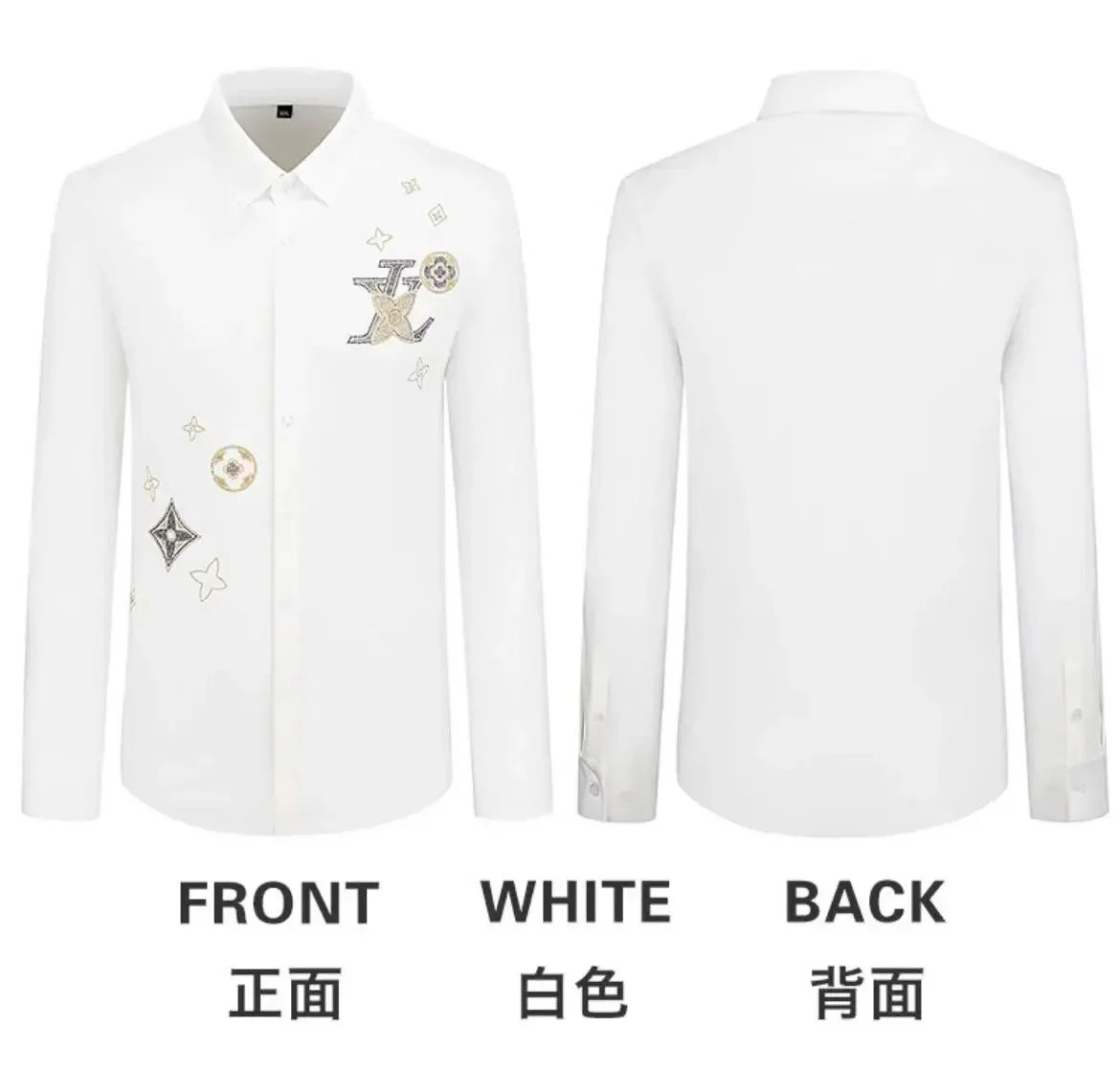 Louis Vuitton White Embroidered Long Sleeve Shirt