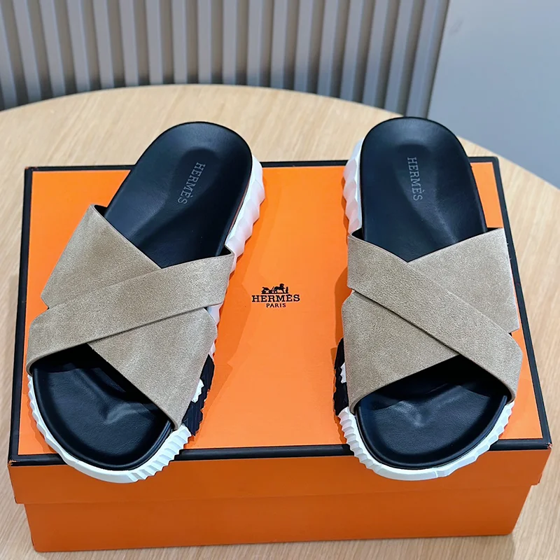 Hermès Beige Slides