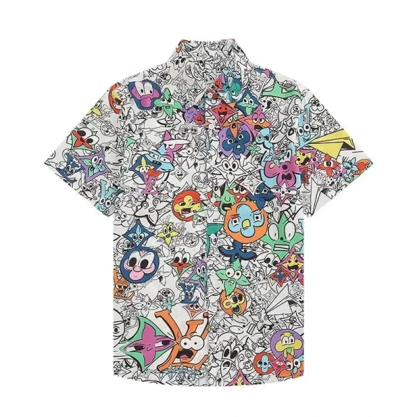Design Floral Print Short-Sleeve Shirt and Shorts Set Black Multicolor - 2
