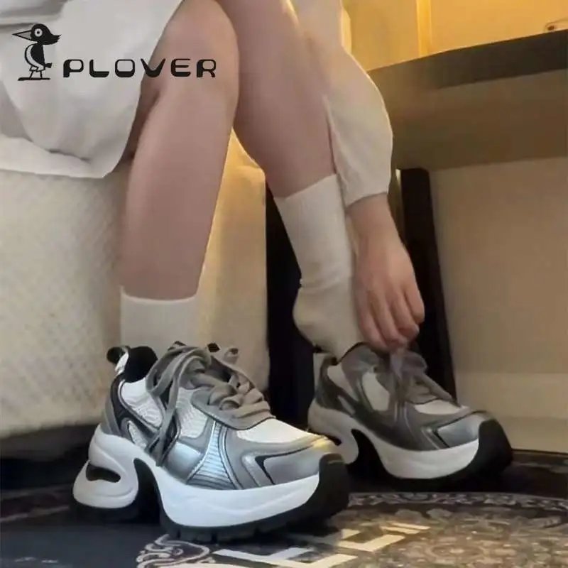 Plover Chunky Sneakers Gray White Sporty Running Shoes