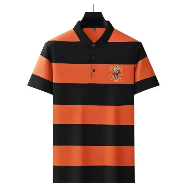 Design Striped Polo Orange and Black Polo Tops Polo - 5