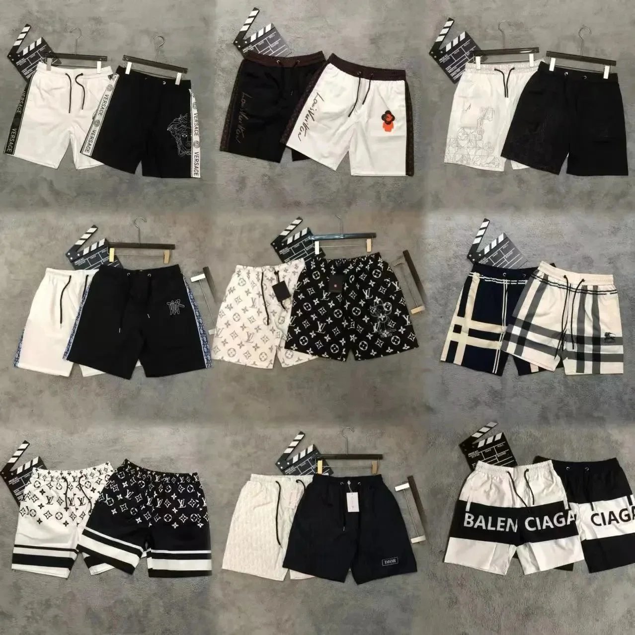 Balenciaga Swim Shorts White Bold Logo Sporty