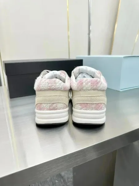 Chanel CC Logo Tweed Chunky Sneakers Black White - 7