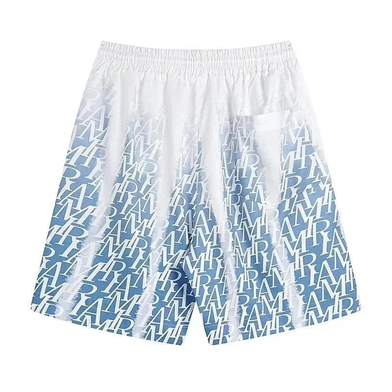 AMIRI Gradient Print White Blue Black Short Sleeve Shirt