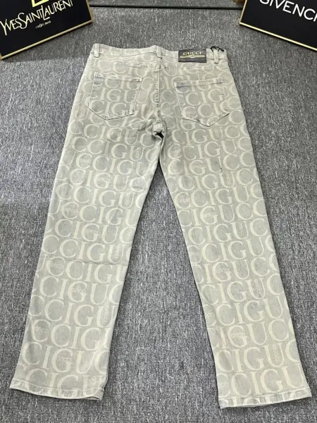 Dior Oblique Print Straight-Leg Jeans Gray - 12