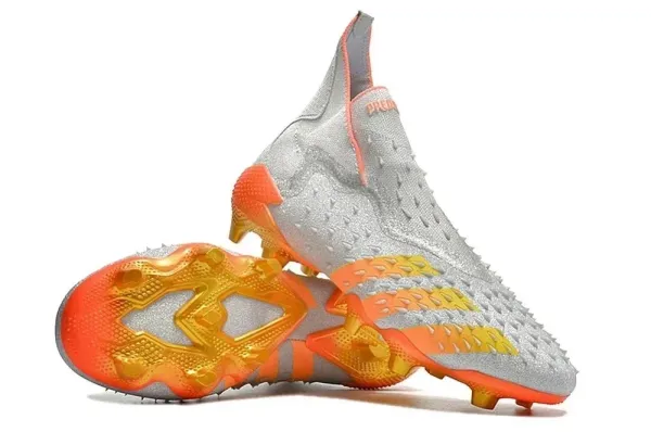 Adidas Predator Edge+ Silver Orange Yellow Football Cleats Running Shoes - 1